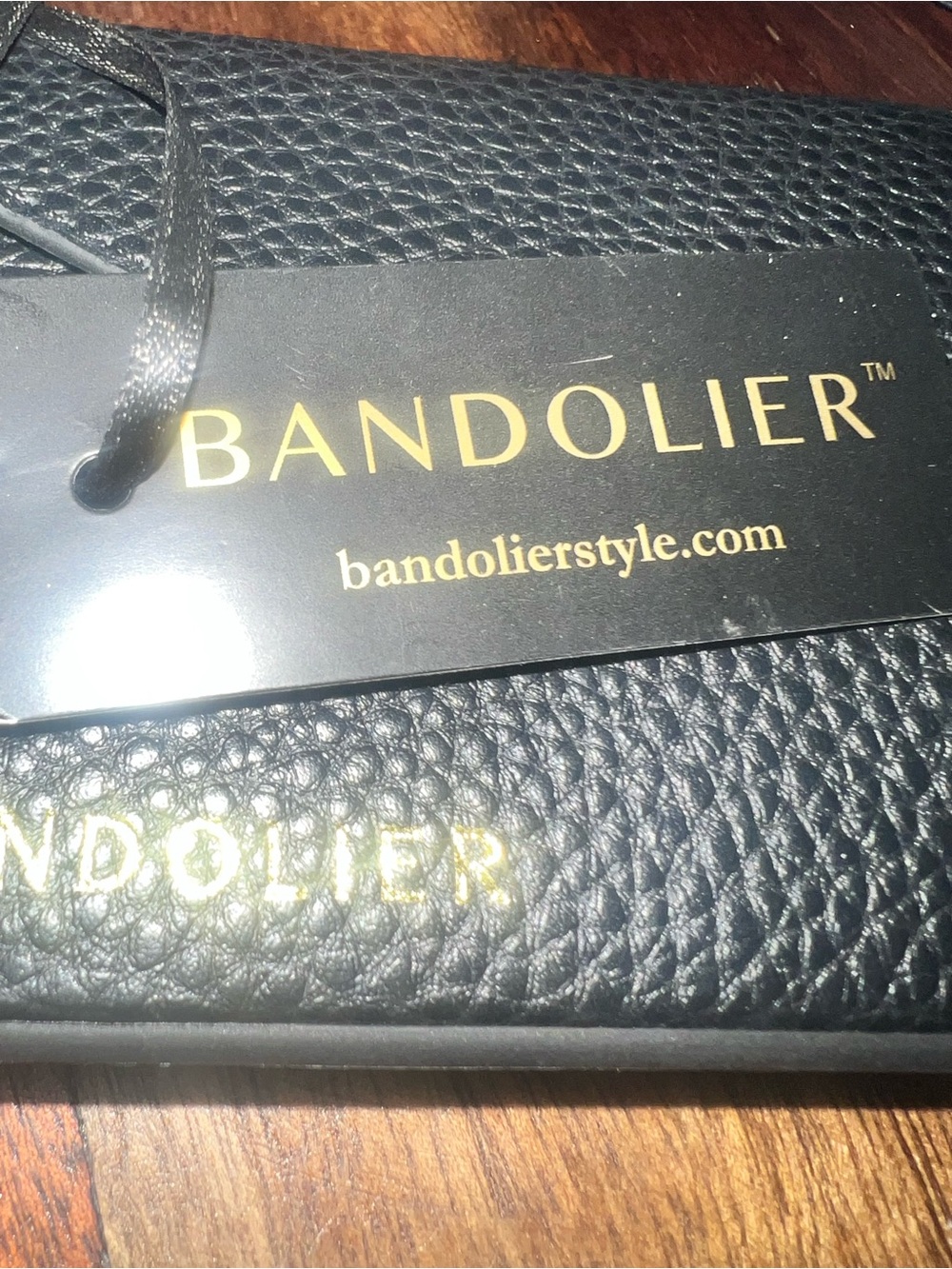 Bandolier Black Leather Crossbody Phone Case with Card Pocket and Strap - Picture 4 of 5